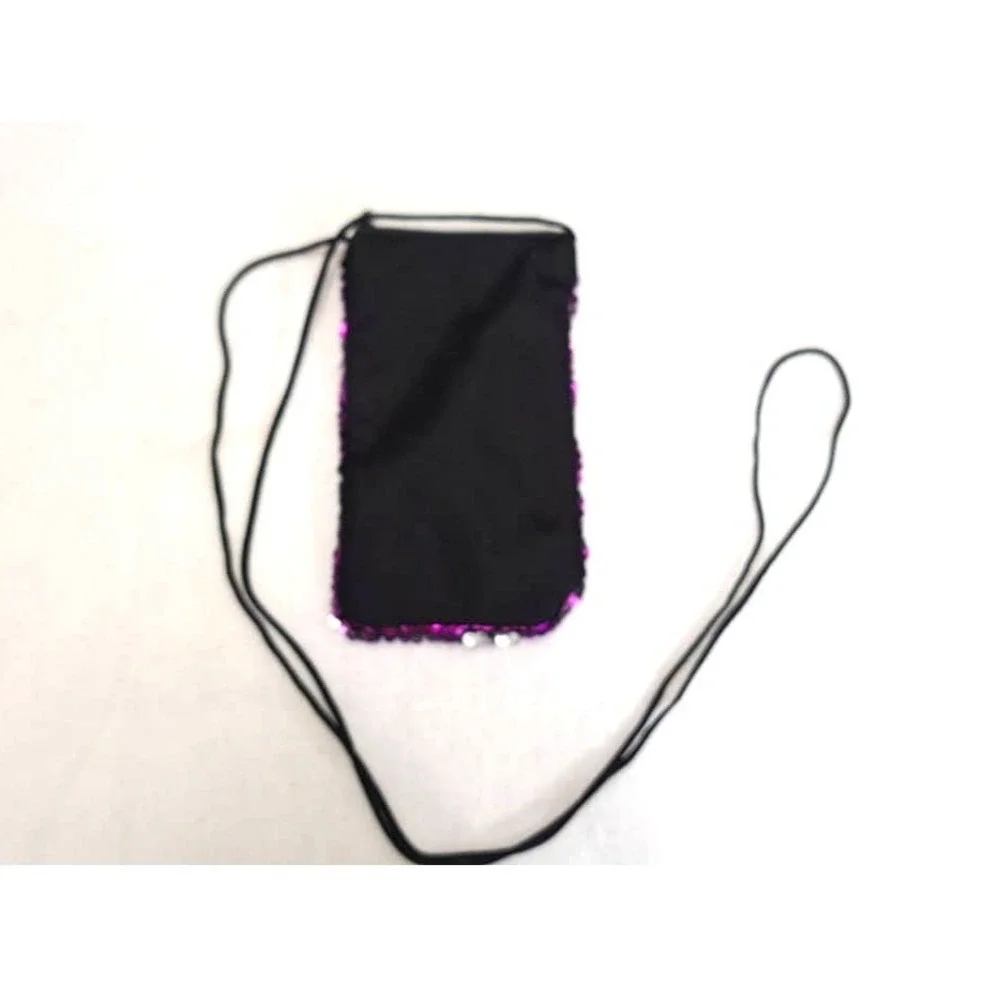 Small Shoulder Bag Vanity Handbag Purple Sequins Black Knit Purse Clutch Tote